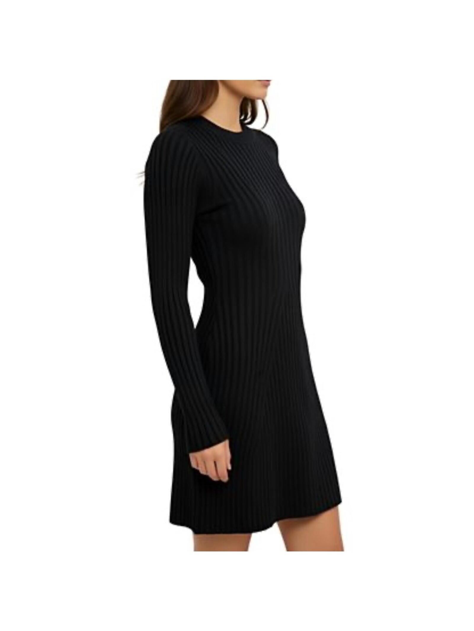 Gap Ribbed Knit Sweater Mini Dress Black Medium 100cotton Stretchy Fit & Flare